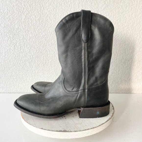 Lane Mens Black Cowboy Boots 9 D Genuine Leather Western Casual Square Toe - Picture 4 of 11